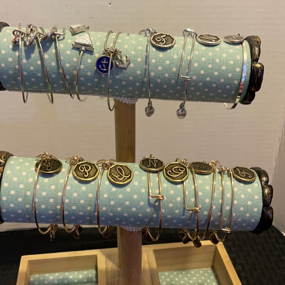 Bangles Bracelets With Initial Letters & Charms (… - image 1